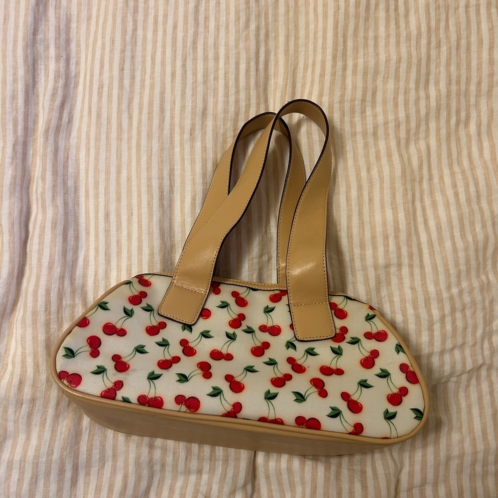 Cherry Patterned Tan Handbag - Picture 4 of 5